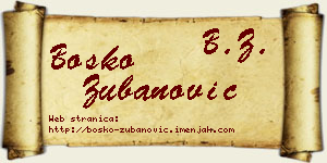 Boško Zubanović vizit kartica